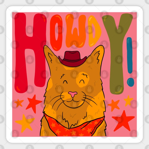 Howdy Cat Magnet by Doodle by Meg